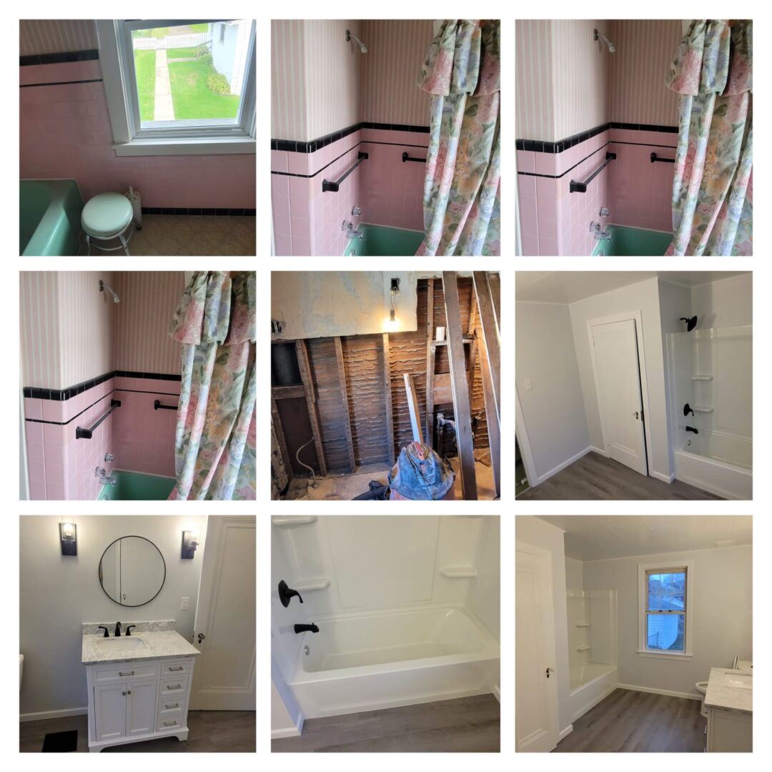 Old to new bathroom transformation steps