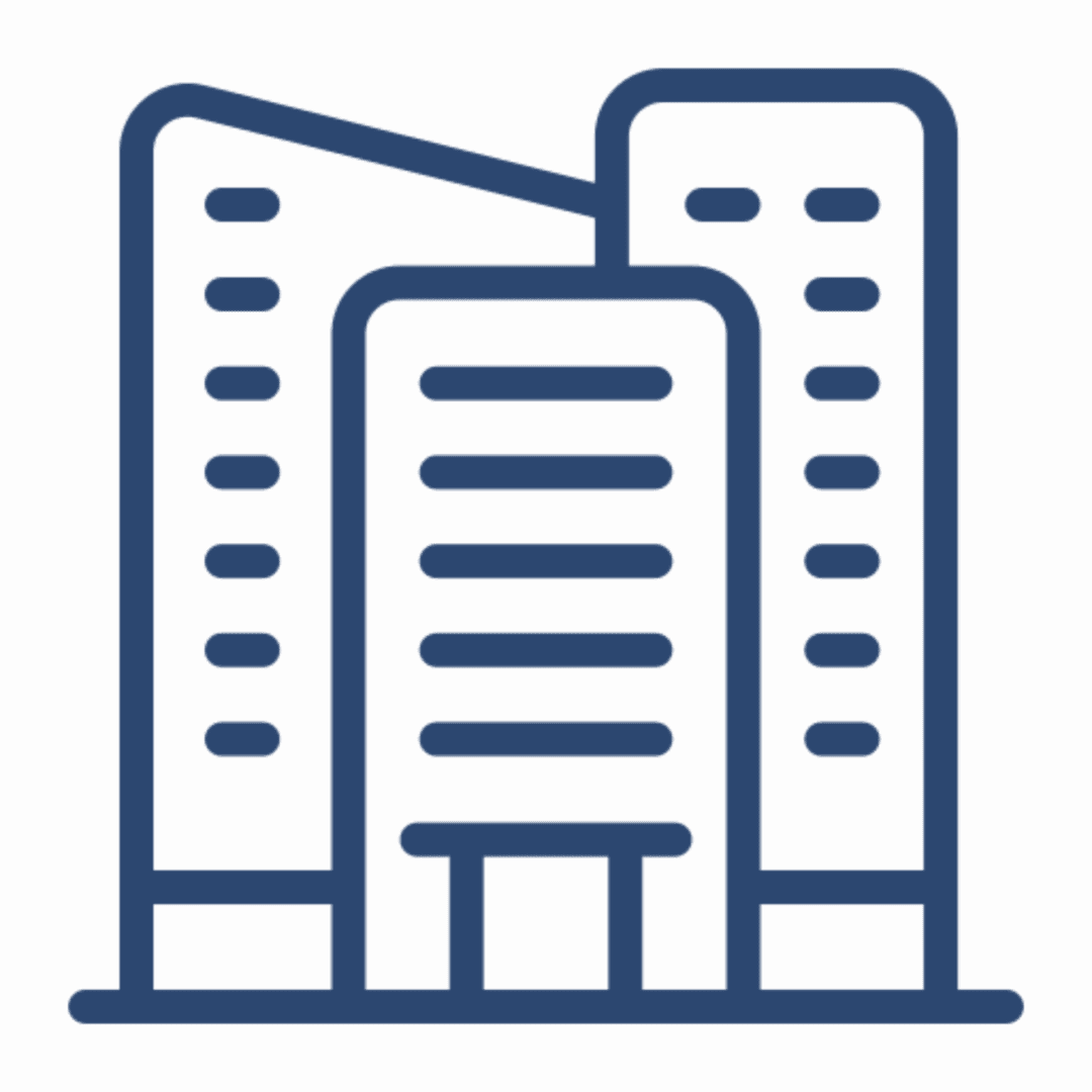 Blue outline of modern buildings
